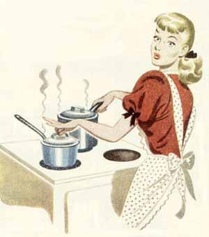 1950s woman cooking